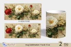 Roses mug Sublimation|flowers mug 11oz 15oz| Flora mug png Product Image 2