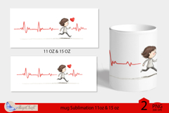 Valentines day mug wrap|red heart mug wrap heart beat line Product Image 2