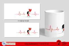 Valentines day mug wrap|red heart mug wrap heart beat line Product Image 2