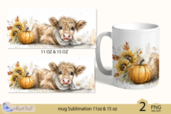 Thanksgiving cow mug Sublimation|Pumpkin mug 11oz 15oz calf Product Image 2