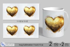 Valentines day mug Sublimation|gold hearts mug 11 oz 15 oz Product Image 2
