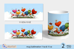 Valentines day mug Sublimation|hearts mug warp 11oz 15oz Product Image 2