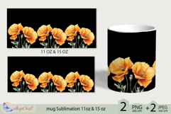 Yellow Poppies mug Sublimation|flowers mug 11oz 15oz| Flora Product Image 2