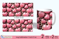 Valentines day mug Sublimation|3D pink hearts mug 11oz 15oz Product Image 2