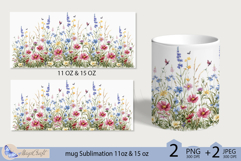 Mug wrap Sublimation|flowers mug 11oz 15oz| wildflowers mug Product Image 2