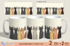 Black cats mug Sublimation| mug wrap 11oz 15oz| cats mug Product Image 2