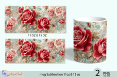 Red roses mug Sublimation|flowers mug 11oz 15oz| Flora mug Product Image 2