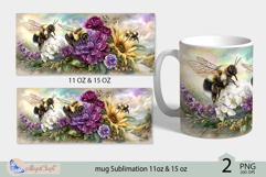 Sunflowers mug Sublimation|flowers mug 11oz 15oz| Flora| bee Product Image 2