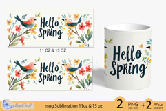 Hello Spring mug Sublimation| mug wrap 11 15oz| birds mug Product Image 2