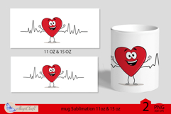 Valentines day mug wrap|red heart mug wrap heart beat line Product Image 2
