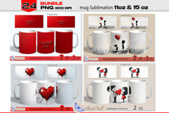 Valentines mug Sublimation|Valentines hearts mug warp Bundle Product Image 3