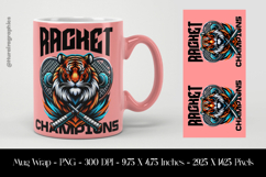 Racket Champions Tiger Mug Wrap Sublimation Design PNG Product Image 1