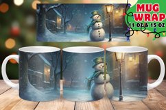 Snowman Watercolor Mug Wrap PNG, Christmas Night, Winter PNG Product Image 1