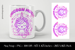 Unicorn Music Mug Wrap Sublimation Design PNG Product Image 1