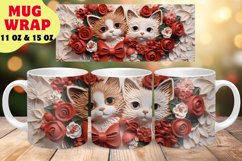 3D Cats Mug Wrap Sublimation Design, Christmas Mug Wrap PNG Product Image 1
