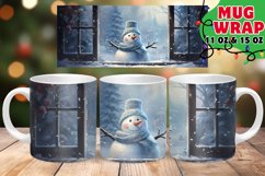 Christmas Mug Wrap PNG, Watercolor PNG, Snowman Coffee MUG Product Image 1