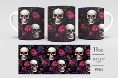Day of the Dead Shuga skull tumbler and mug, skull flower Product Image 2