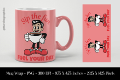 Retro Coffee Fuel Cartoon Mug Wrap Sublimation Design PNG Product Image 1