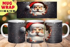 Christmas Santa Claus Mug Wrap PNG, Winter PNG, Hole In Wall Product Image 1