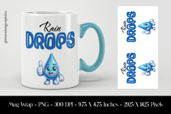 Rain Drops Mug Wrap Sublimation Design PNG Product Image 1