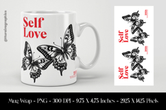 Selflove Butterflies Mug Wrap Sublimation Design PNG Product Image 1