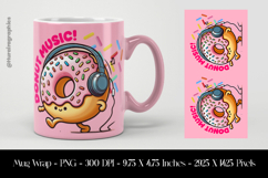 Donut Music Mug Wrap Sublimation Design PNG Product Image 1