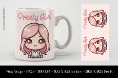 Preety Girl Mug Wrap Sublimation Design PNG Product Image 1