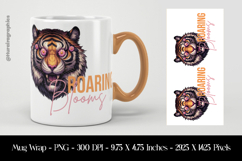 Roaring Blooms Tiger Mug Wrap Sublimation Design PNG Product Image 1
