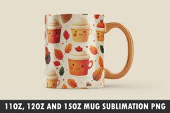 Fall mug wraps, kawaii coffee png sublimation design Product Image 1