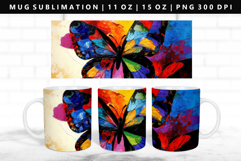 Butterfly 11oz, 15oz Mug Sublimation | Mug Wrap PNG Product Image 1