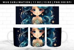 Aquarius 11oz, 15oz Mug Sublimation | Mug Wrap PNG Product Image 1