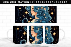Aquarius 11oz, 15oz Mug Sublimation | Mug Wrap PNG Product Image 1