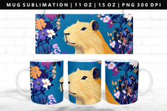 Capybara 11oz, 15oz Mug Sublimation | Mug Wrap PNG Product Image 1