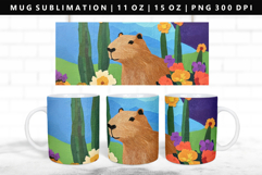 Capybara 11oz, 15oz Mug Sublimation | Mug Wrap PNG Product Image 1