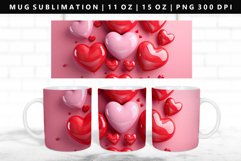 Puff Heart 11oz, 15oz Mug Sublimation | Mug Wrap PNG Product Image 1