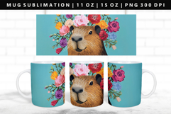 Capybara 11oz, 15oz Mug Sublimation | Mug Wrap PNG Product Image 1