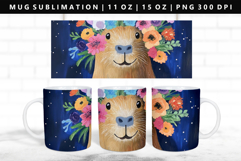 Capybara 11oz, 15oz Mug Sublimation | Mug Wrap PNG Product Image 1