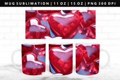 Puff Heart 11oz, 15oz Mug Sublimation | Mug Wrap PNG Product Image 1