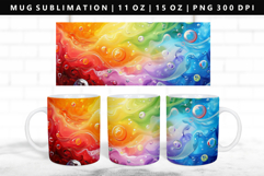 Rainbow 11oz, 15oz Mug Sublimation | Mug Wrap PNG Product Image 1