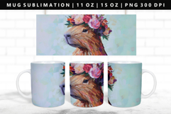 Capybara 11oz, 15oz Mug Sublimation | Mug Wrap PNG Product Image 1
