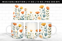 Flower 11oz, 15oz Mug Sublimation | Mug Wrap PNG Product Image 1