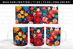Flower 11oz, 15oz Mug Sublimation | Mug Wrap PNG Product Image 1