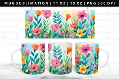 Flower 11oz, 15oz Mug Sublimation | Mug Wrap PNG Product Image 1