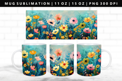Flower 11oz, 15oz Mug Sublimation | Mug Wrap PNG Product Image 1