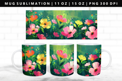 Flower 11oz, 15oz Mug Sublimation | Mug Wrap PNG Product Image 1