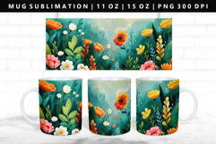 Flower 11oz, 15oz Mug Sublimation | Mug Wrap PNG Product Image 1