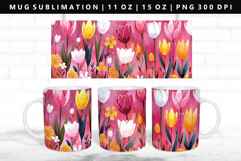 Flower 11oz, 15oz Mug Sublimation | Mug Wrap PNG Product Image 1