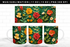 Flower 11oz, 15oz Mug Sublimation | Mug Wrap PNG Product Image 1