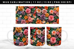 Flower 11oz, 15oz Mug Sublimation | Mug Wrap PNG Product Image 1