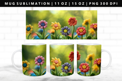 Flower 11oz, 15oz Mug Sublimation | Mug Wrap PNG Product Image 1